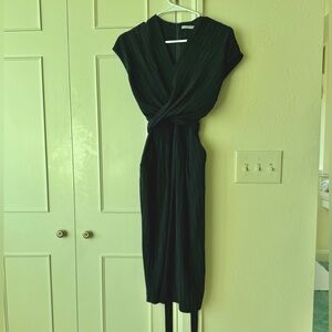 MM Lafleur Black and white pinstripe Wrap V-Neck Midi Dress Size 0